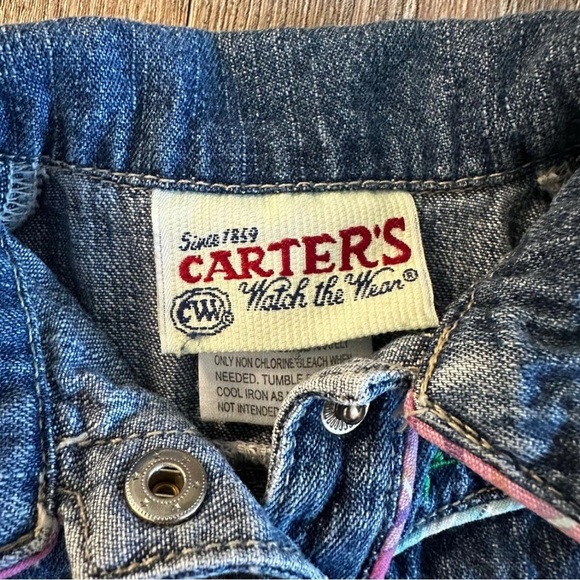 Vintage Carter's Blue Denim Baby Girl Dress Size 6-9 Months - Picture 4 of 6